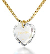 Tiny Crystal Heart Pendant I Love You Necklace 24k Gold Inscribed - NanoStyle Jewelry