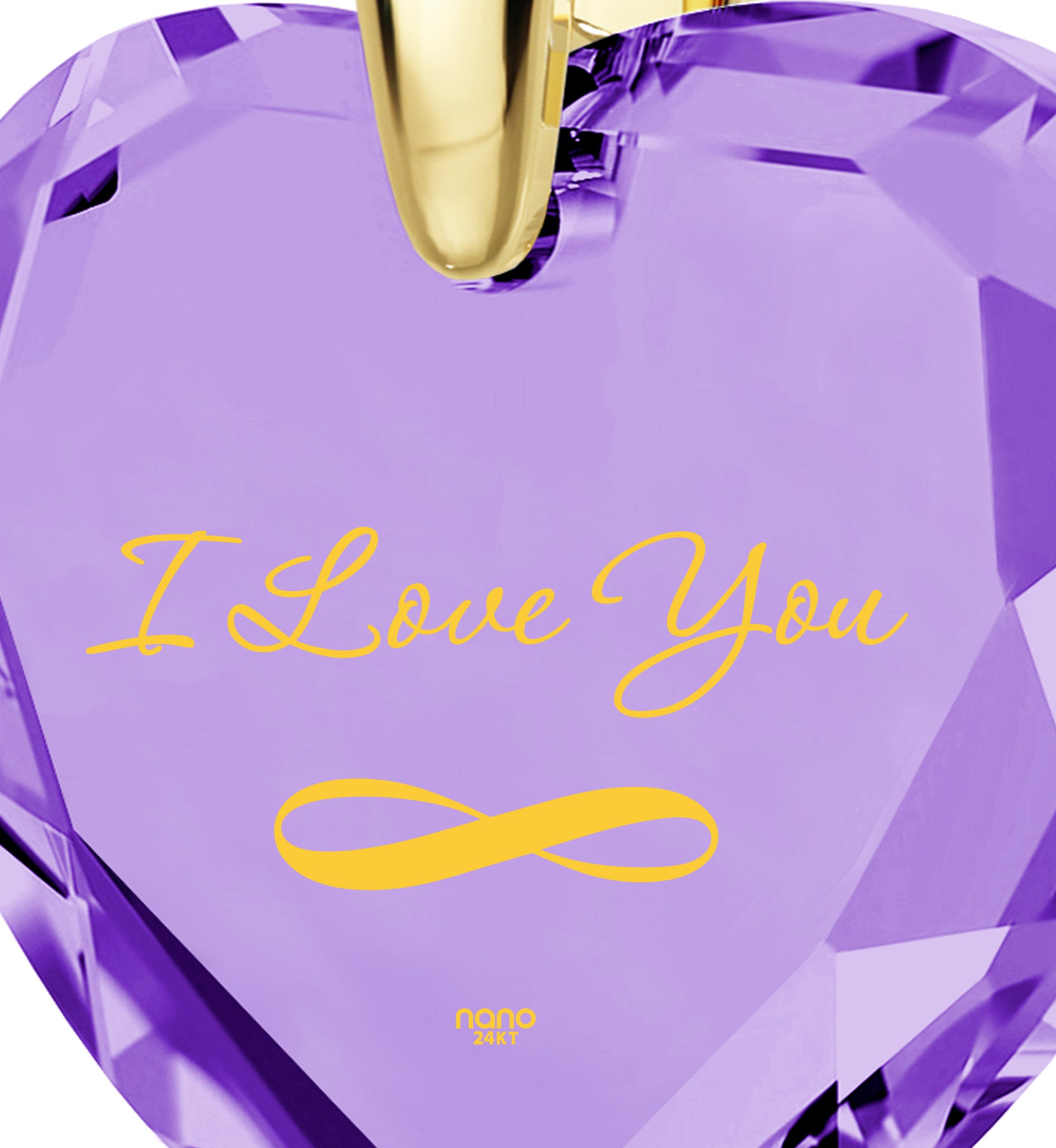 Gold Plated Infinity I Love You Necklace Heart Pendant 24k Gold Inscribed Cubic Zirconia - NanoStyle Jewelry