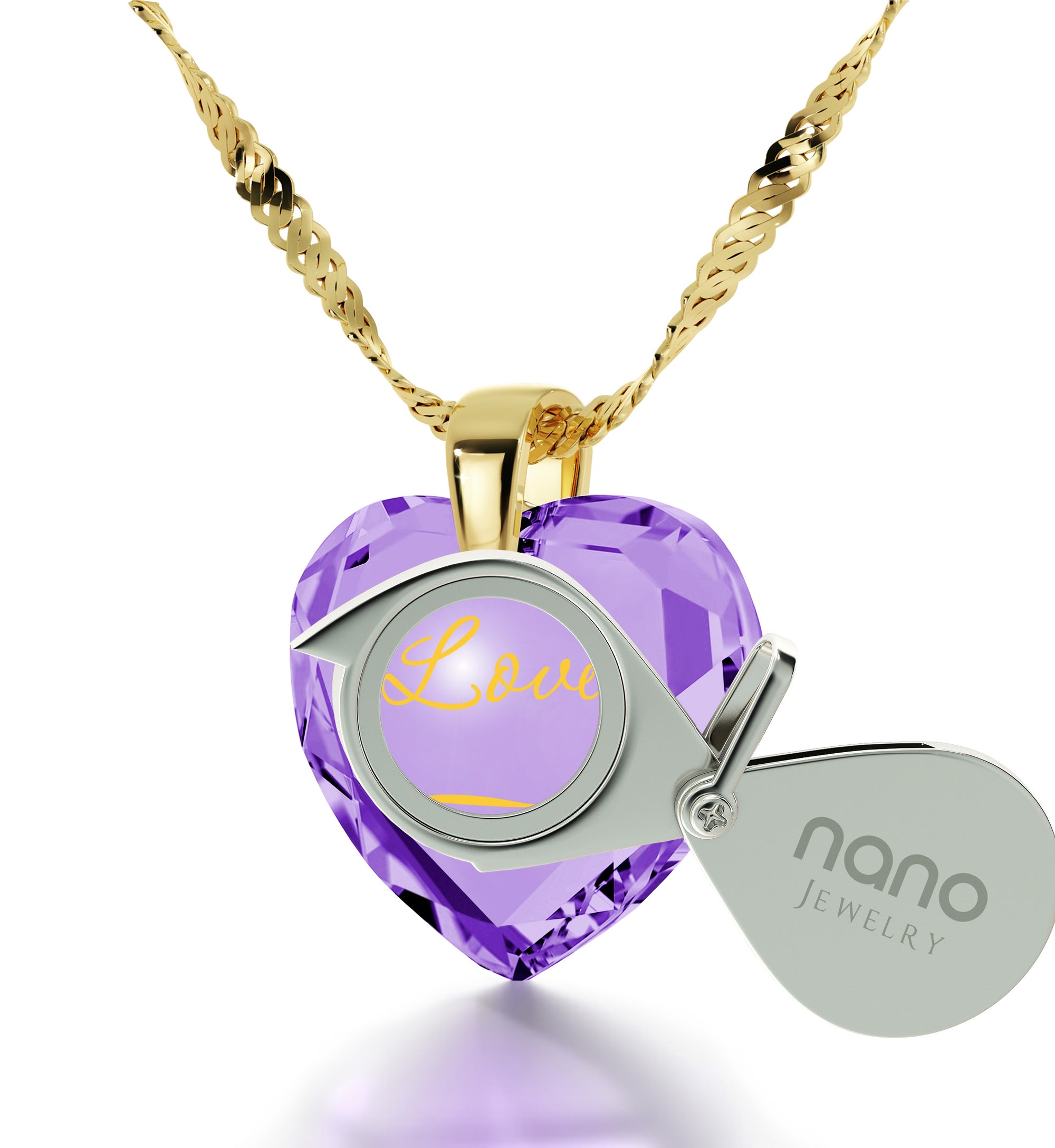 Gold Plated Infinity I Love You Necklace Heart Pendant 24k Gold Inscribed Cubic Zirconia - NanoStyle Jewelry