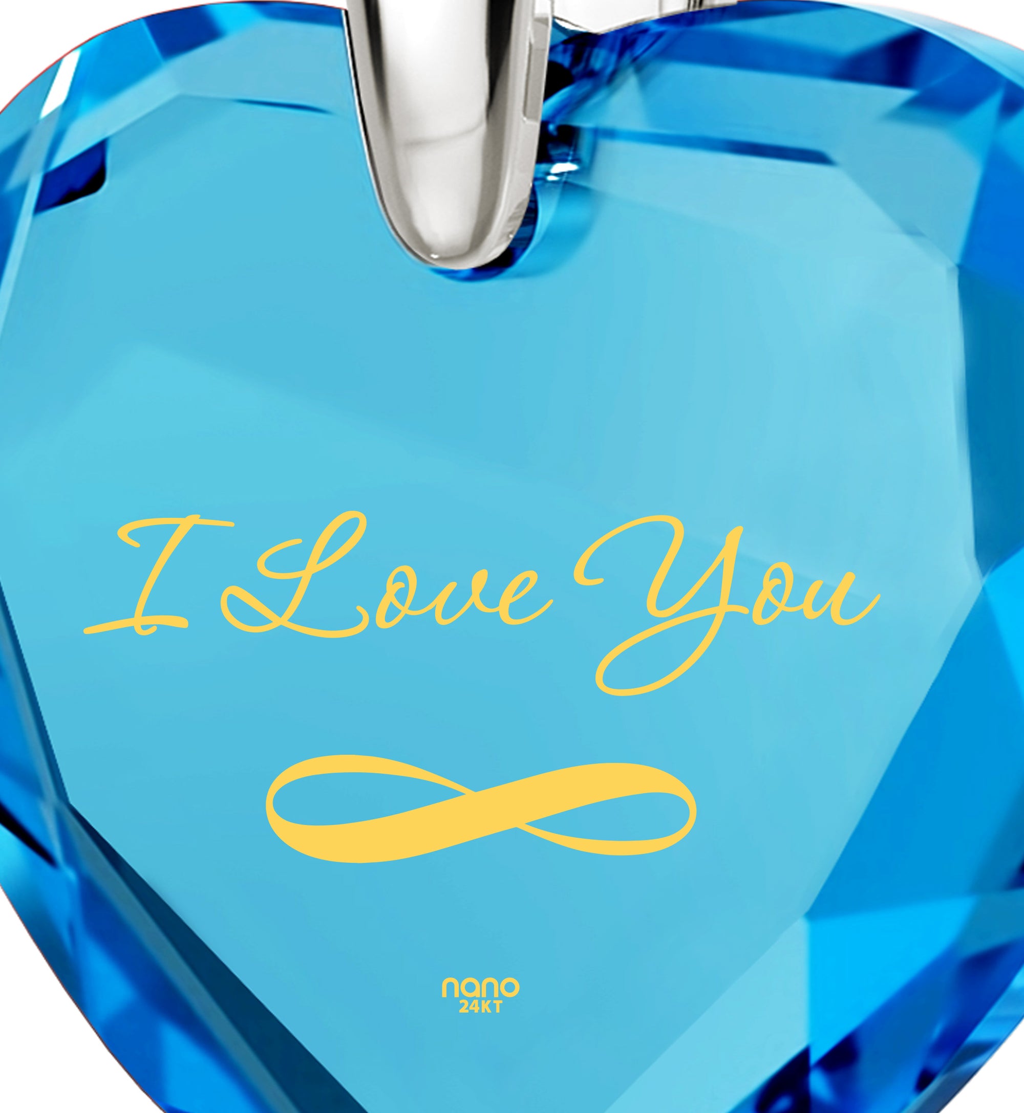 Silver Infinity I Love You Necklace Heart Pendant 24k Gold Inscribed Cubic Zirconia - NanoStyle Jewelry