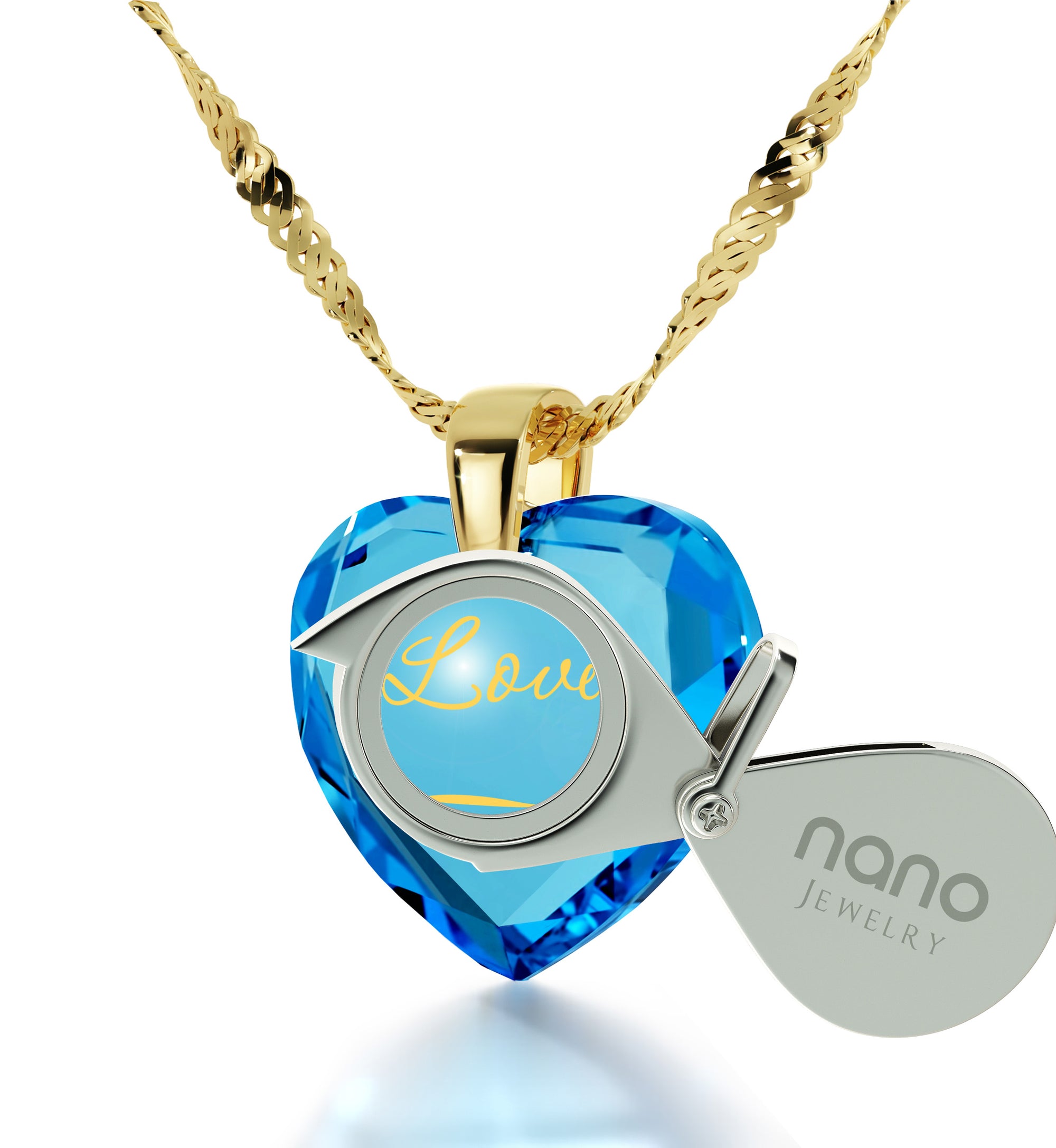 Gold Plated Infinity I Love You Necklace Heart Pendant 24k Gold Inscribed Cubic Zirconia - NanoStyle Jewelry
