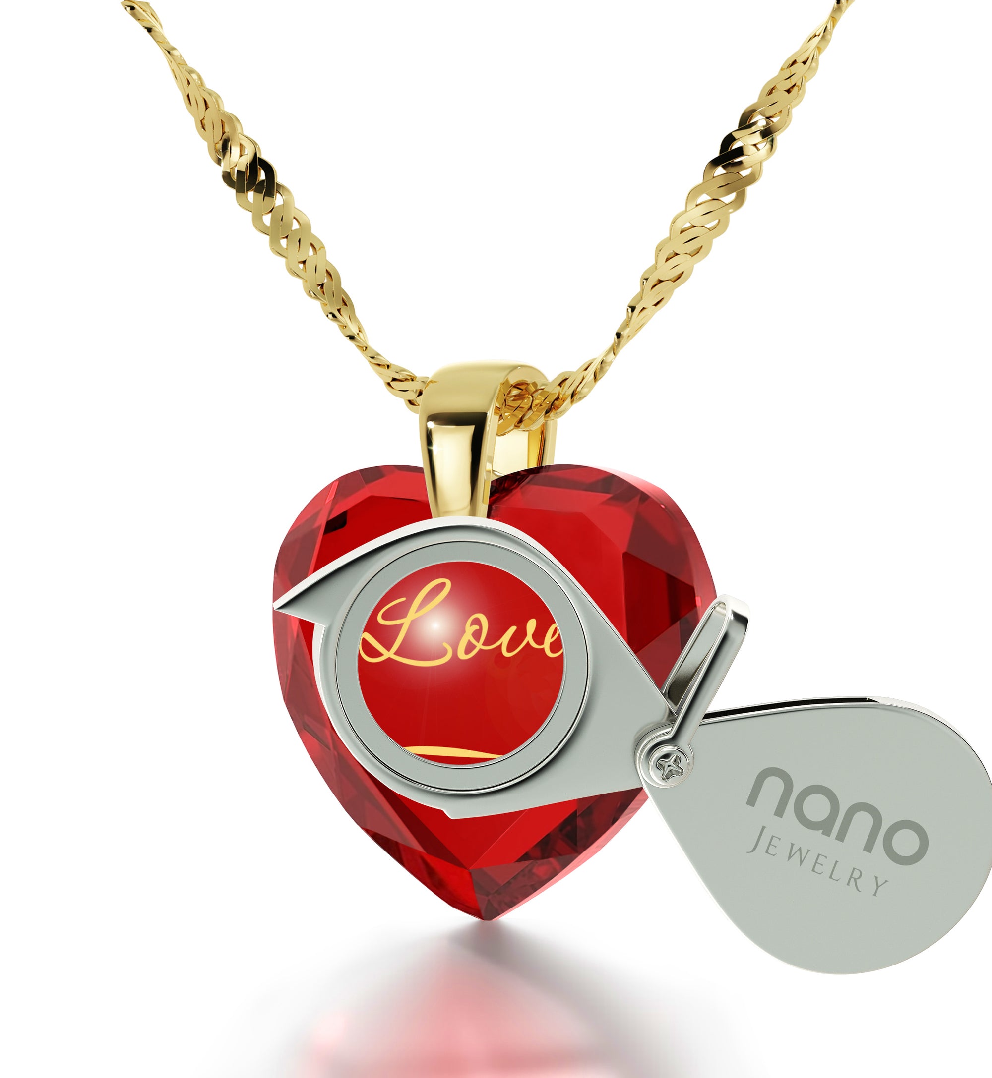 Gold Plated Infinity I Love You Necklace Heart Pendant 24k Gold Inscribed Cubic Zirconia - NanoStyle Jewelry