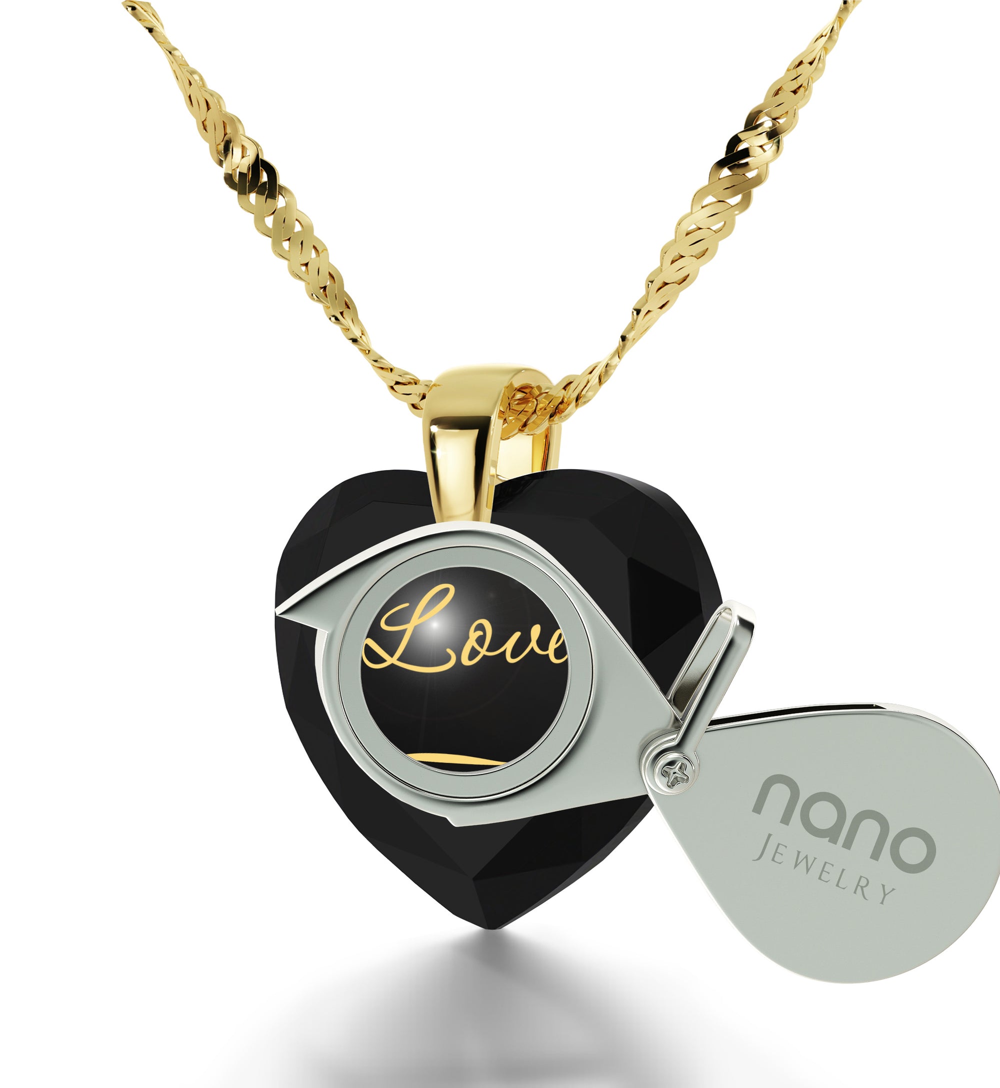 Gold Plated Infinity I Love You Necklace Heart Pendant 24k Gold Inscribed Cubic Zirconia - NanoStyle Jewelry