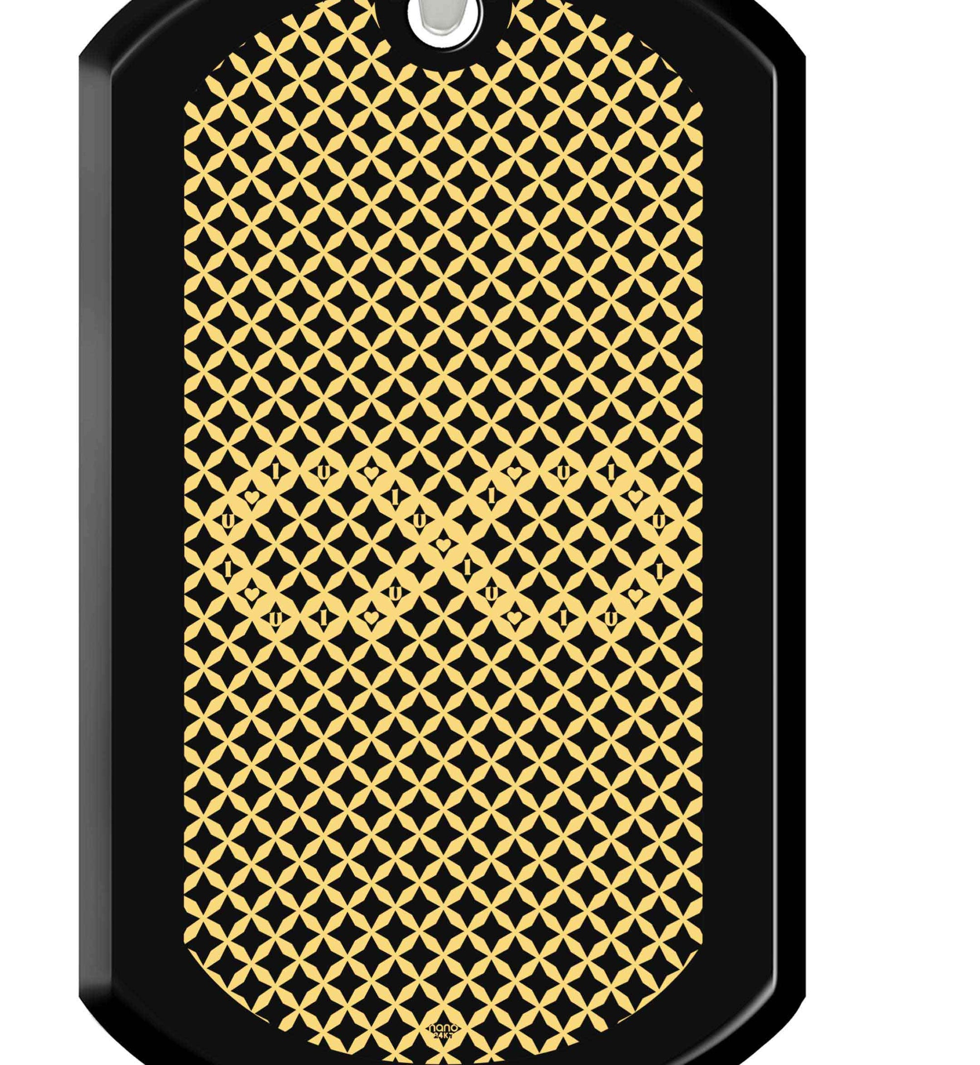 Men’s Dog Tag Necklace Infinity Pendant 24k Gold Inscribed Onyx Stone