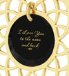 Gold Plated I Love You To The Moon and Back Necklace Mandala Pendant 24k Gold Inscribed - NanoStyle Jewelry