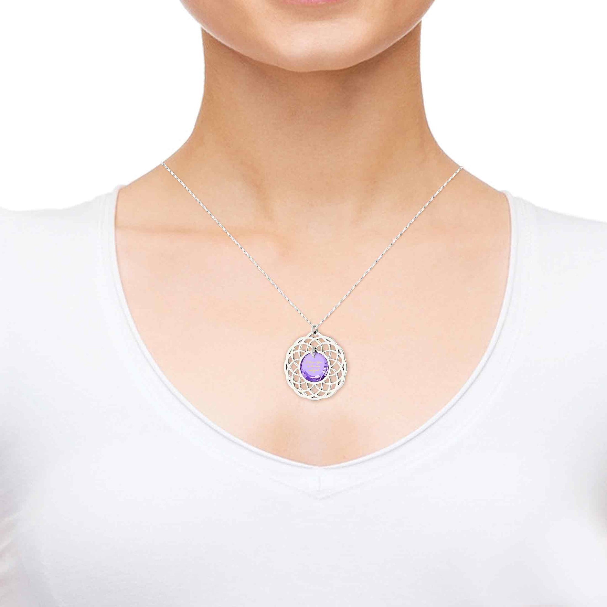 Silver Plated I Love You To The Moon and Back Necklace Mandala Pendant 24k Gold Inscribed - NanoStyle Jewelry