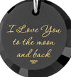 nanostyle i love you to the moon and back black necklace crescent Moon climber pendant stone view