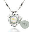 925 Sterling Silver I Love You to The Moon and Back Necklace 24k Gold Inscribed Heart Cubic Zirconia Pendant - NanoStyle Jewelry