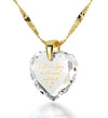 Gold Plated I Love You to The Moon and Back Necklace 24k Gold Inscribed Heart Cubic Zirconia Pendant - NanoStyle Jewelry