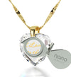 Gold Plated I Love You to The Moon and Back Necklace 24k Gold Inscribed Heart Cubic Zirconia Pendant - NanoStyle Jewelry