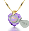 Gold Plated I Love You to The Moon and Back Necklace 24k Gold Inscribed Heart Cubic Zirconia Pendant - NanoStyle Jewelry
