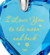 925 Sterling Silver I Love You to The Moon and Back Necklace 24k Gold Inscribed Heart Cubic Zirconia Pendant - NanoStyle Jewelry