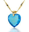 Gold Plated I Love You to The Moon and Back Necklace 24k Gold Inscribed Heart Cubic Zirconia Pendant - NanoStyle Jewelry