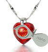 925 Sterling Silver I Love You to The Moon and Back Necklace 24k Gold Inscribed Heart Cubic Zirconia Pendant - NanoStyle Jewelry