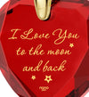 Gold Plated I Love You to The Moon and Back Necklace 24k Gold Inscribed Heart Cubic Zirconia Pendant - NanoStyle Jewelry
