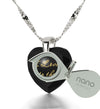 925 Sterling Silver I Love You to The Moon and Back Necklace 24k Gold Inscribed Heart Cubic Zirconia Pendant - NanoStyle Jewelry