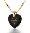Gold Plated I Love You to The Moon and Back Necklace 24k Gold Inscribed Heart Cubic Zirconia Pendant - NanoStyle Jewelry