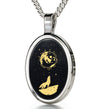I Love You to the Moon and Back Necklace Wolf Pendant 24k Gold Inscribed on Onyx - NanoStyle Jewelry