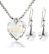 Tiny Heart Jewelry Set 24k Gold Inscribed I Love You More Necklace and Drop Earrings - NanoStyle Jewelry