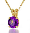 Gold Plated Aquarius Necklace Zodiac Pendant 24k Gold inscribed on Crystal - NanoStyle Jewelry