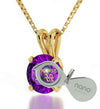 Gold Plated Aquarius Necklace Zodiac Pendant 24k Gold inscribed on Crystal - NanoStyle Jewelry