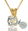 Gold Plated Aquarius Necklace Zodiac Pendant 24k Gold inscribed on Crystal - NanoStyle Jewelry