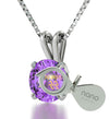 925 Sterling Silver Aquarius Necklace Zodiac Pendant 24k Gold Inscribed on Crystal - NanoStyle Jewelry