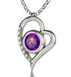 925 Sterling Silver Aquarius Necklace Zodiac Heart Pendant 24k Gold inscribed on Crystal - NanoStyle Jewelry