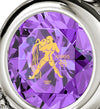 925 Sterling Silver Aquarius Necklace Zodiac Heart Pendant 24k Gold inscribed on Crystal - NanoStyle Jewelry
