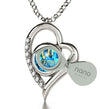 925 Sterling Silver Gemini Necklace Zodiac Heart Pendant 24k Gold Inscribed on Crystal - NanoStyle Jewelry