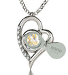 925 Sterling Silver Gemini Necklace Zodiac Heart Pendant 24k Gold Inscribed on Crystal - NanoStyle Jewelry