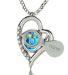 925 Sterling Silver Cancer Necklace Zodiac Heart Pendant 24k Gold inscribed on Crystal - NanoStyle Jewelry