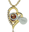 Gold Plated Cancer Necklace Zodiac Heart Pendant 24k Gold inscribed on Crystal - NanoStyle Jewelry