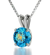 925 Sterling Silver Leo Necklace Zodiac Pendant 24k Gold Inscribed on Crystal - NanoStyle Jewelry