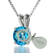 925 Sterling Silver Leo Necklace Zodiac Pendant 24k Gold Inscribed on Crystal - NanoStyle Jewelry
