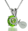 925 Sterling Silver Leo Necklace Zodiac Pendant 24k Gold Inscribed on Crystal - NanoStyle Jewelry