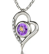 925 Sterling Silver Leo Necklace Zodiac Heart Pendant 24k Gold Inscribed on Crystal - NanoStyle Jewelry