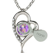 925 Sterling Silver Leo Necklace Zodiac Heart Pendant 24k Gold Inscribed on Crystal - NanoStyle Jewelry