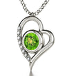 925 Sterling Silver Leo Necklace Zodiac Heart Pendant 24k Gold Inscribed on Crystal - NanoStyle Jewelry