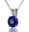 925 Sterling Silver Virgo Necklace Zodiac Pendant 24k Gold inscribed on Crystal - NanoStyle Jewelry