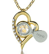 Gold Plated Virgo Necklace Zodiac Heart Pendant 24k Gold inscribed on Crystal - NanoStyle Jewelry