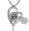 925 Sterling Silver Virgo Necklace Zodiac Heart Pendant 24k Gold inscribed on Crystal - NanoStyle Jewelry