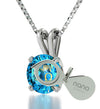 925 Sterling Silver Libra Necklace Zodiac Pendant 24k Gold Inscribed on Crystal - NanoStyle Jewelry