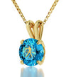 Gold Plated Libra Necklace Zodiac Pendant 24k Gold Inscribed on Crystal - NanoStyle Jewelry