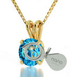 Gold Plated Libra Necklace Zodiac Pendant 24k Gold Inscribed on Crystal - NanoStyle Jewelry