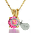 Gold Plated Libra Necklace Zodiac Pendant 24k Gold Inscribed on Crystal - NanoStyle Jewelry
