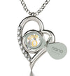 925 Sterling Silver Libra Necklace Zodiac Heart Pendant 24k Gold inscribed on Crystal - NanoStyle Jewelry