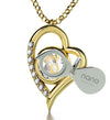 Gold Plated Libra Necklace Zodiac Heart Pendant 24k Gold Inscribed on Crystal - NanoStyle Jewelry