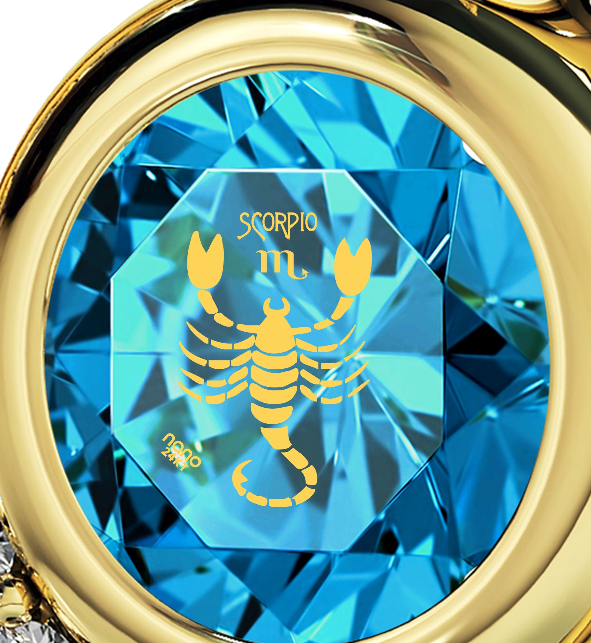 Gold Plated Scorpio Necklace Zodiac Heart Pendant 24k Gold Inscribed on Crystal - NanoStyle Jewelry