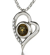 925 Sterling Silver Scorpio Necklace Zodiac Heart Pendant 24k Gold Inscribed on Crystal - NanoStyle Jewelry